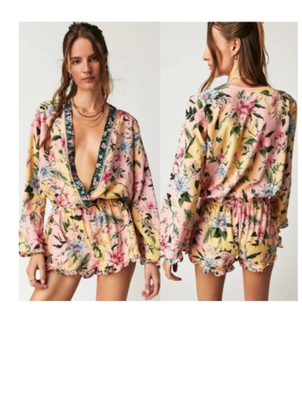Agua Bendita Larissa Romper in Sally Multicolor Floral Sz S
